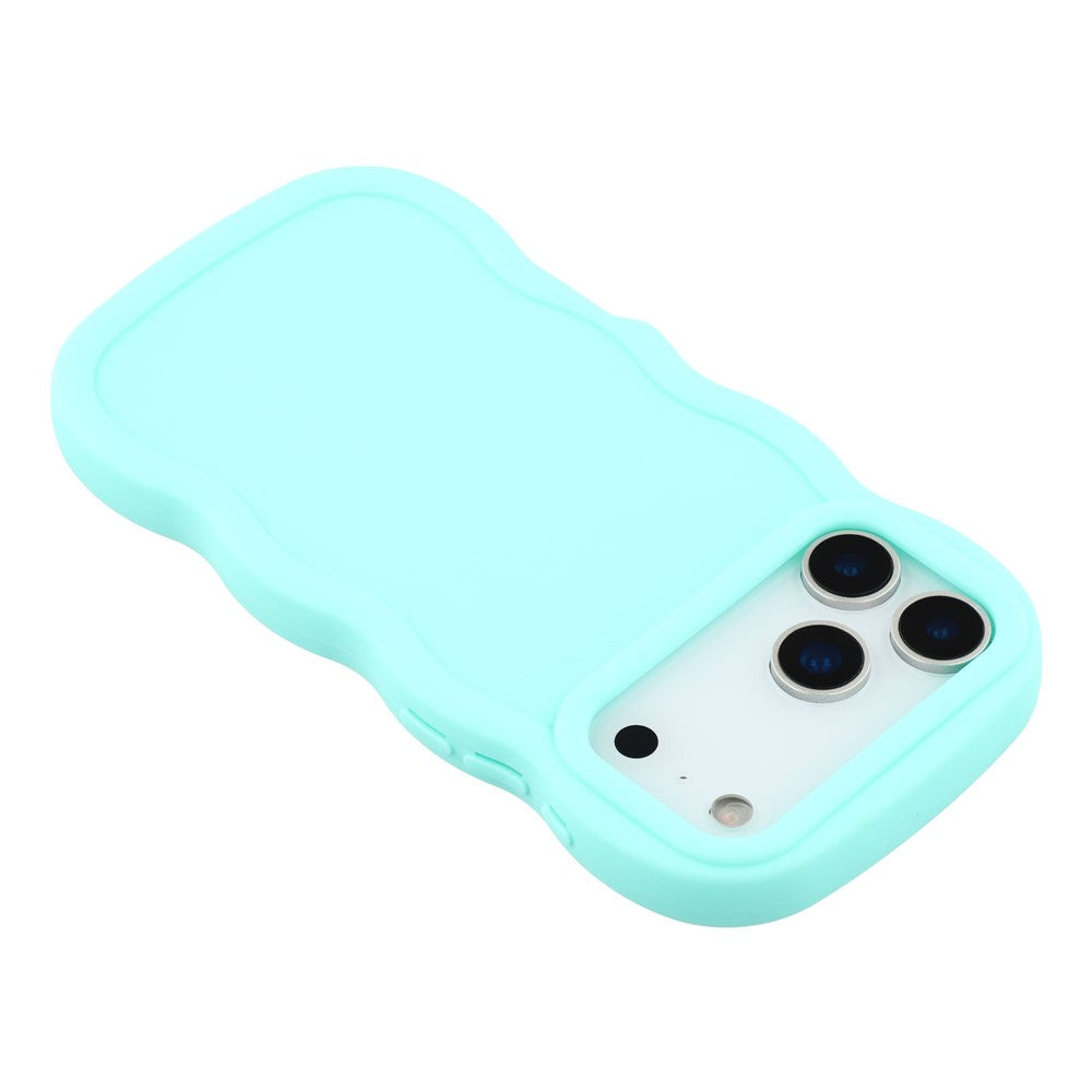 For iPhone 17 Pro Max Case TPU Protective Phone Cover Unique Curly Wave Frame - Light Green
