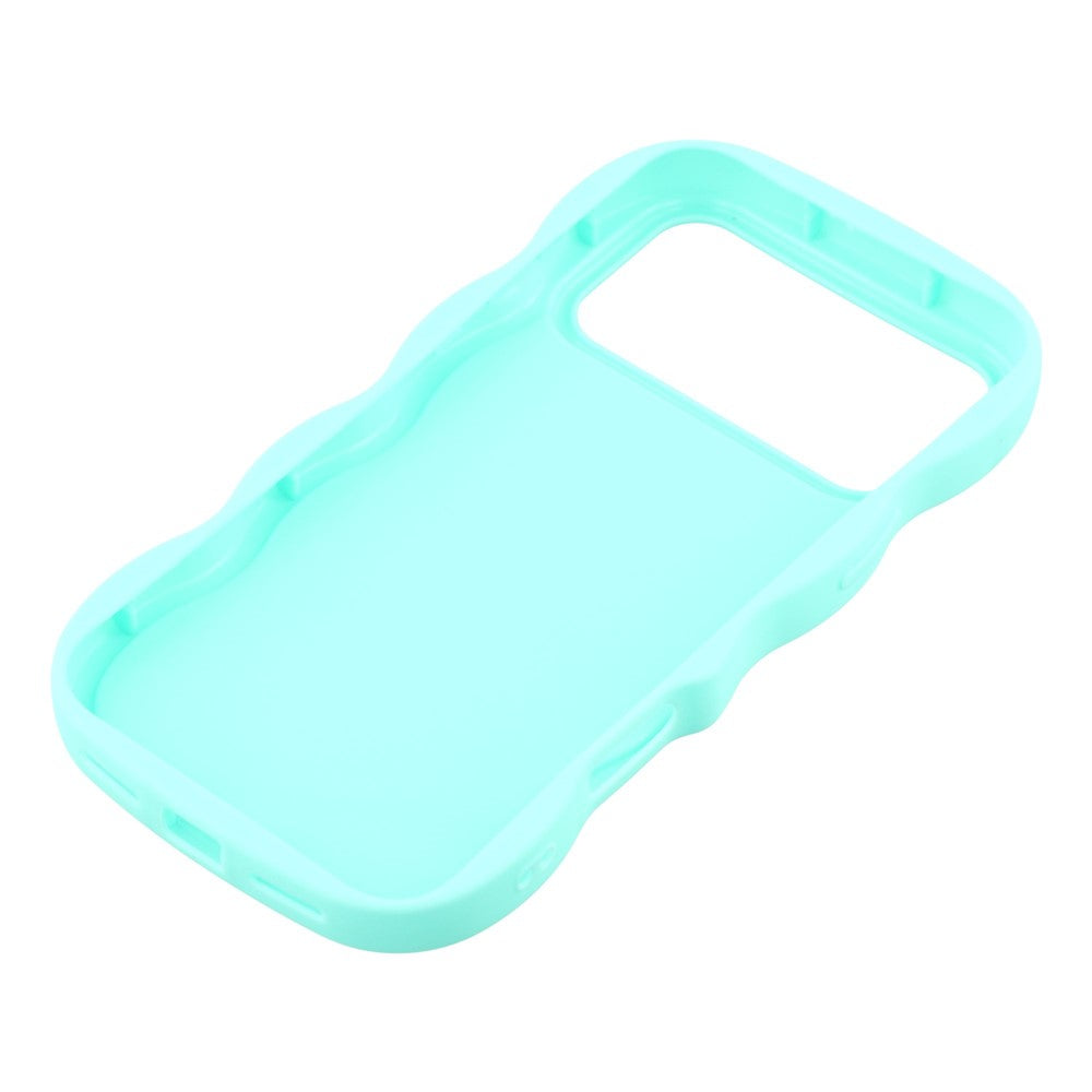 For iPhone 17 Pro Max Case TPU Protective Phone Cover Unique Curly Wave Frame - Light Green