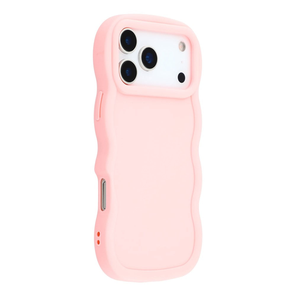 For iPhone 17 Pro Max Case TPU Protective Phone Cover Unique Curly Wave Frame - Pink