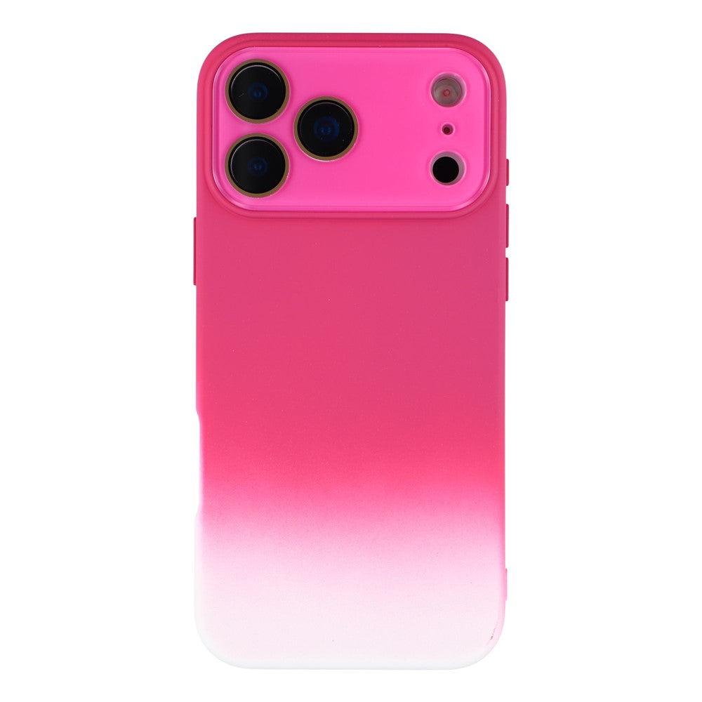 For iPhone 17 Pro Max Case Dual-Color Gradient TPU + Fiber Lining Phone Cover with Lens Protector - Rose Gradient