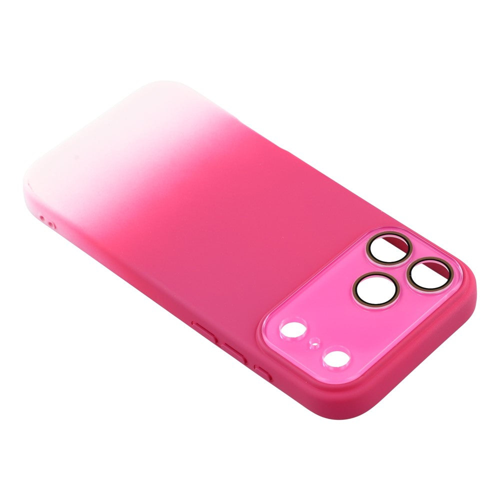 For iPhone 17 Pro Max Case Dual-Color Gradient TPU + Fiber Lining Phone Cover with Lens Protector - Rose Gradient