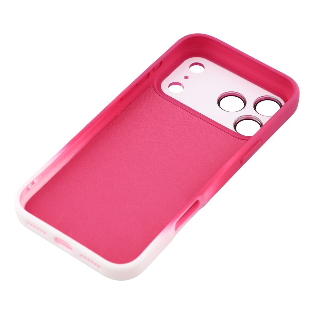 For iPhone 17 Pro Max Case Dual-Color Gradient TPU + Fiber Lining Phone Cover with Lens Protector - Rose Gradient