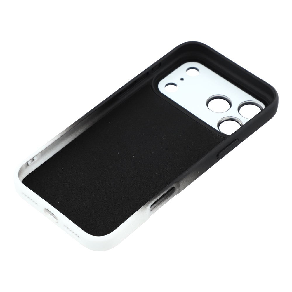 For iPhone 17 Pro Max Case Dual-Color Gradient TPU + Fiber Lining Phone Cover with Lens Protector - Black Gradient