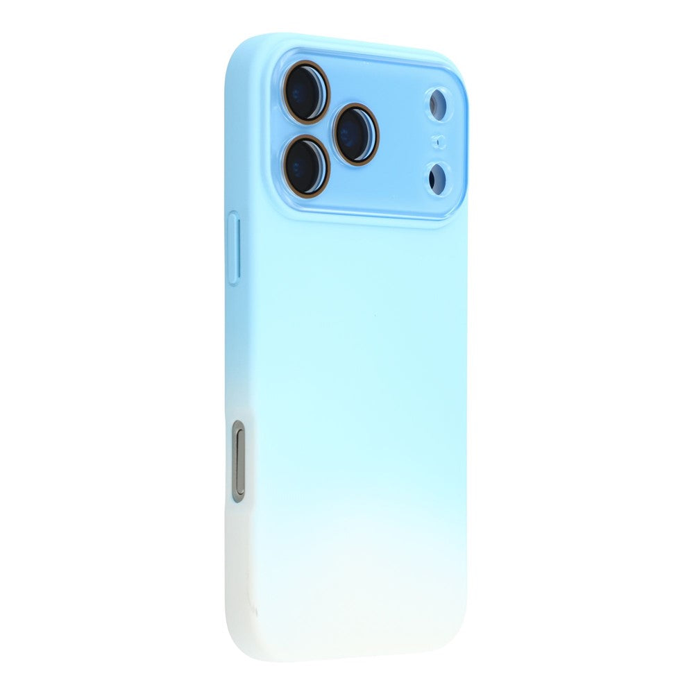 For iPhone 17 Pro Max Case Dual-Color Gradient TPU + Fiber Lining Phone Cover with Lens Protector - Blue Gradient