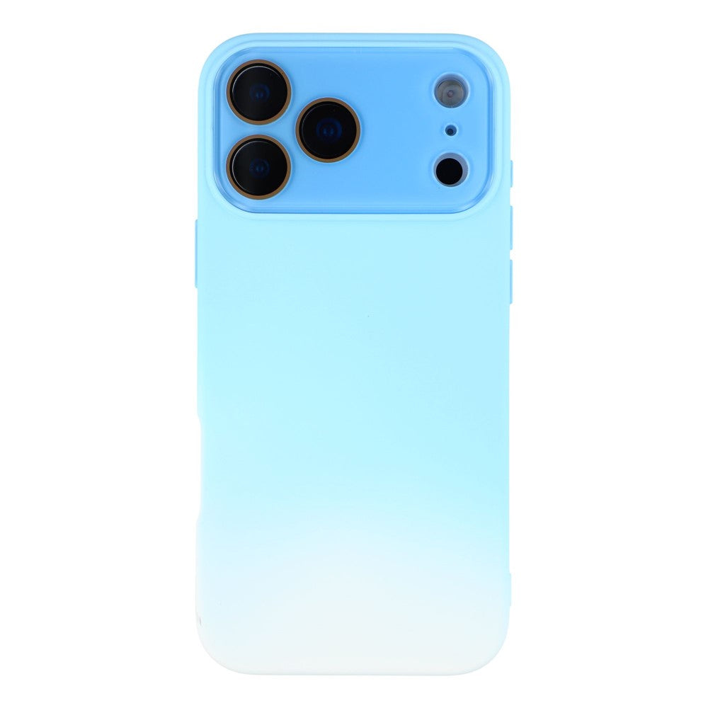 For iPhone 17 Pro Max Case Dual-Color Gradient TPU + Fiber Lining Phone Cover with Lens Protector - Blue Gradient