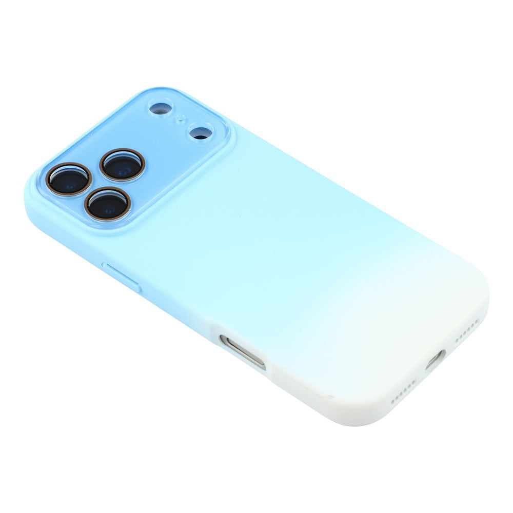 For iPhone 17 Pro Max Case Dual-Color Gradient TPU + Fiber Lining Phone Cover with Lens Protector - Blue Gradient