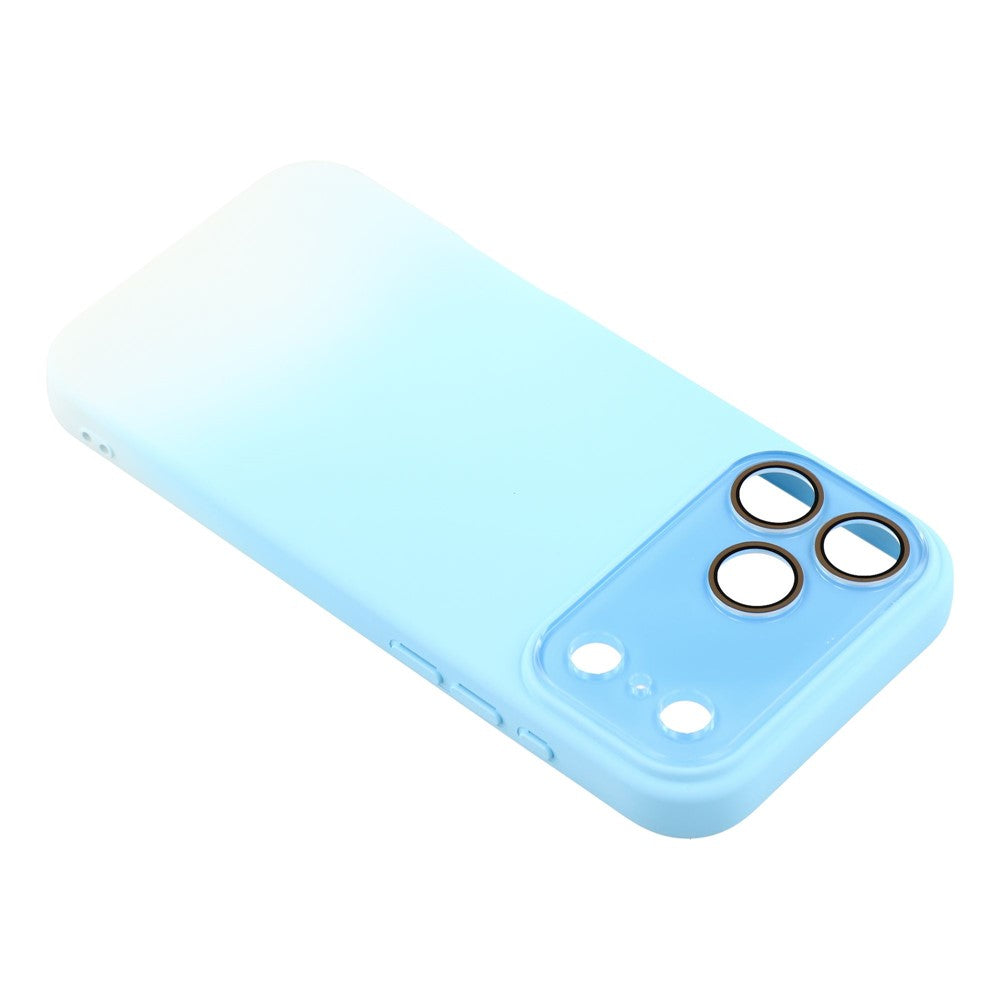 For iPhone 17 Pro Max Case Dual-Color Gradient TPU + Fiber Lining Phone Cover with Lens Protector - Blue Gradient