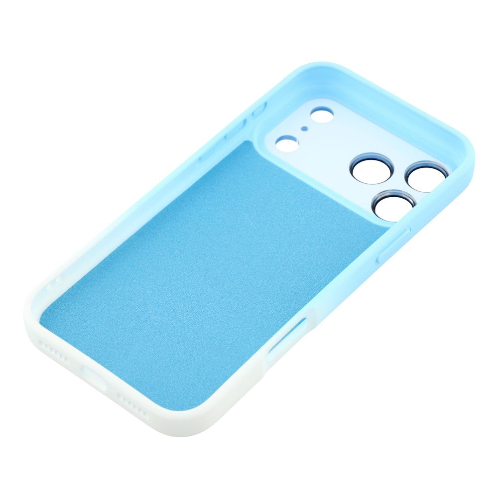 For iPhone 17 Pro Max Case Dual-Color Gradient TPU + Fiber Lining Phone Cover with Lens Protector - Blue Gradient