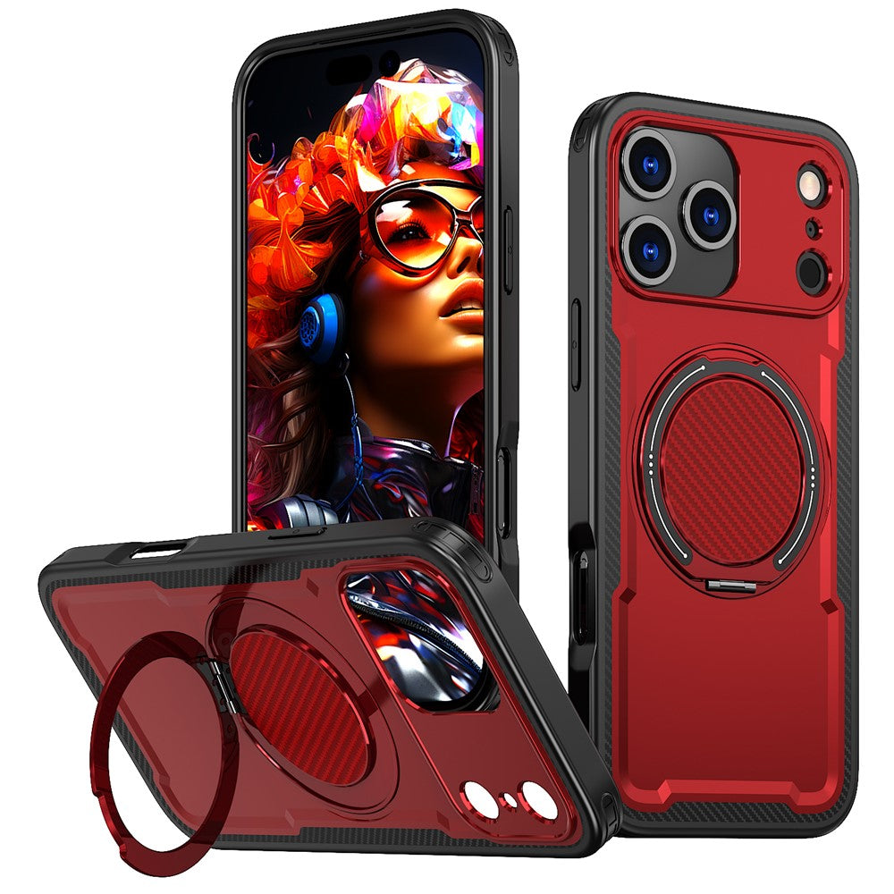 For iPhone 17 Pro Max Case Compatible with MagSafe TPU + PC Kickstand Phone Cover - Red