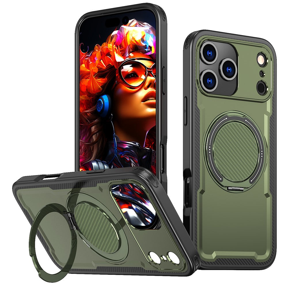 For iPhone 17 Pro Max Case Compatible with MagSafe TPU + PC Kickstand Phone Cover - Olive Green