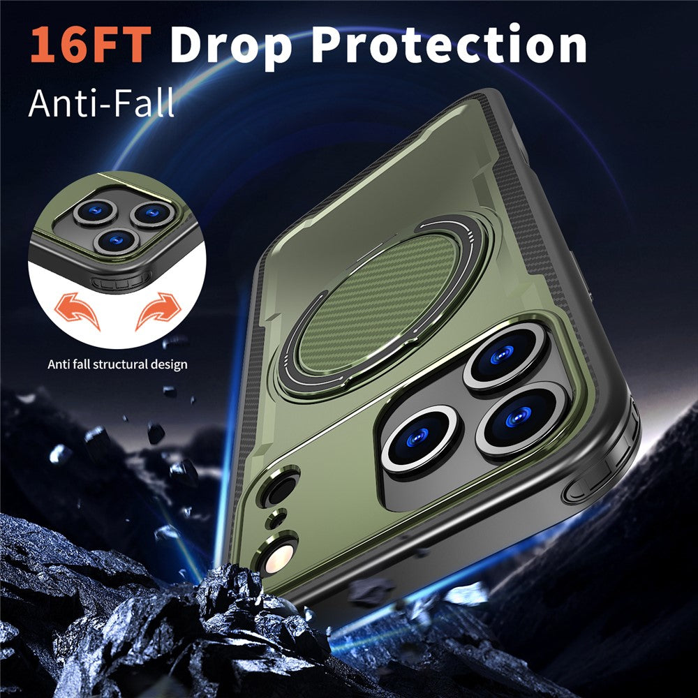 For iPhone 17 Pro Max Case Compatible with MagSafe TPU + PC Kickstand Phone Cover - Olive Green