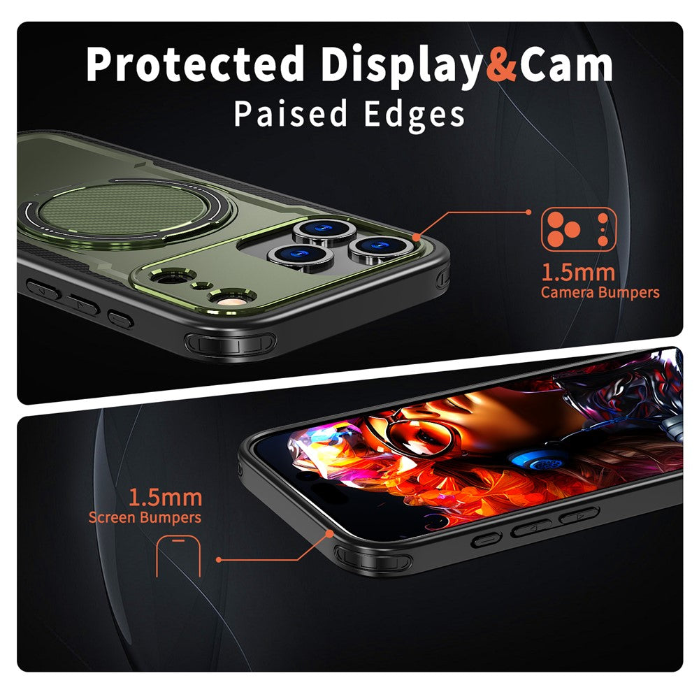 For iPhone 17 Pro Max Case Compatible with MagSafe TPU + PC Kickstand Phone Cover - Olive Green