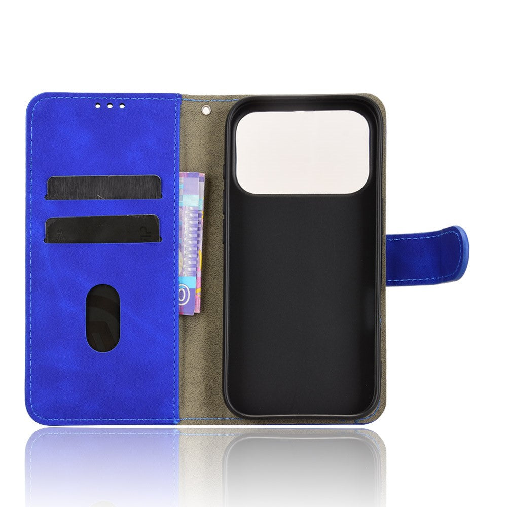 For iPhone 17 Pro Max Leather Case Skin Feel Anti Drop Wallet Flip Phone Cover - Blue