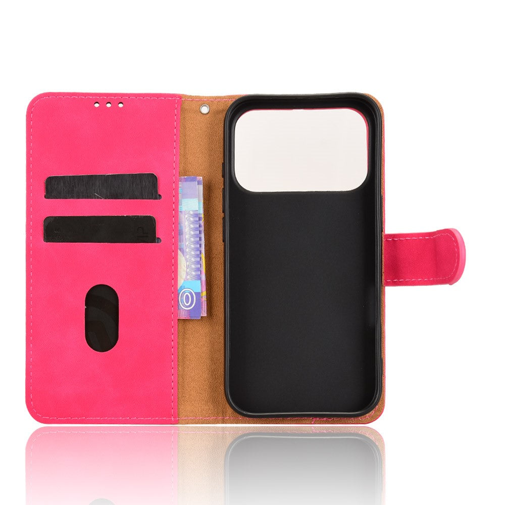 For iPhone 17 Pro Max Leather Case Skin Feel Anti Drop Wallet Flip Phone Cover - Rose