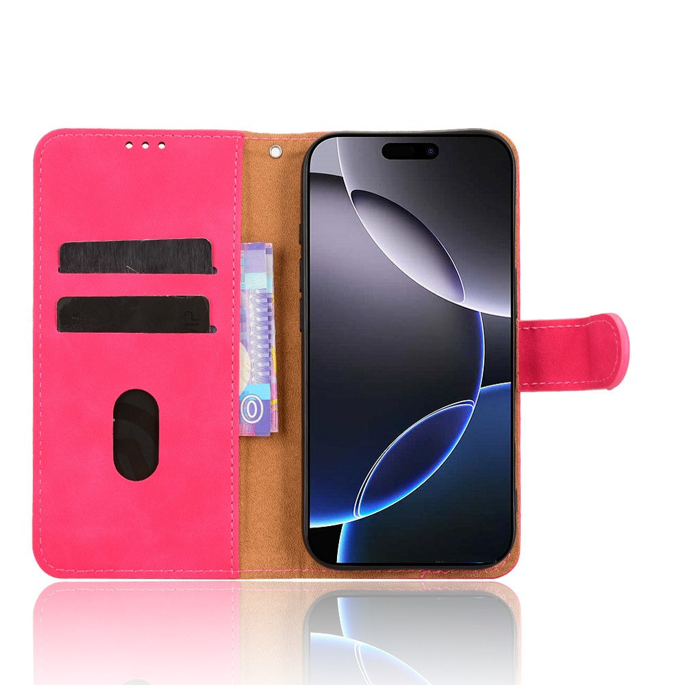 For iPhone 17 Pro Max Leather Case Skin Feel Anti Drop Wallet Flip Phone Cover - Rose