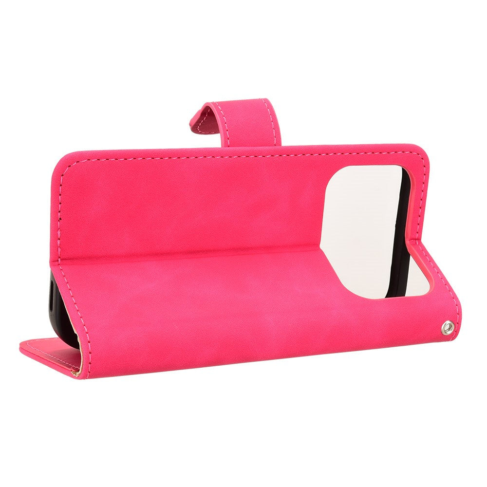 For iPhone 17 Pro Max Leather Case Skin Feel Anti Drop Wallet Flip Phone Cover - Rose