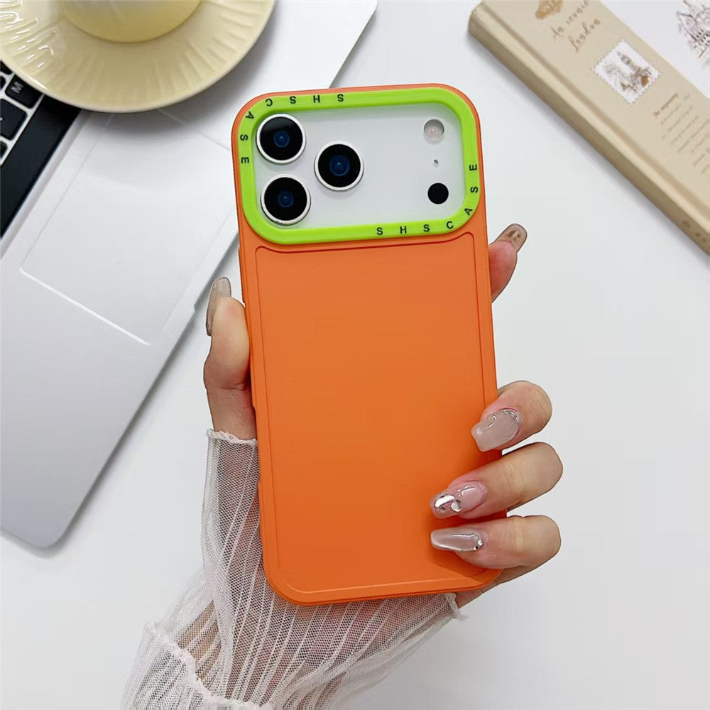 For iPhone 17 Pro Max TPU Case Contrast Color Lens Frame Shockproof Phone Back Cover - Orange