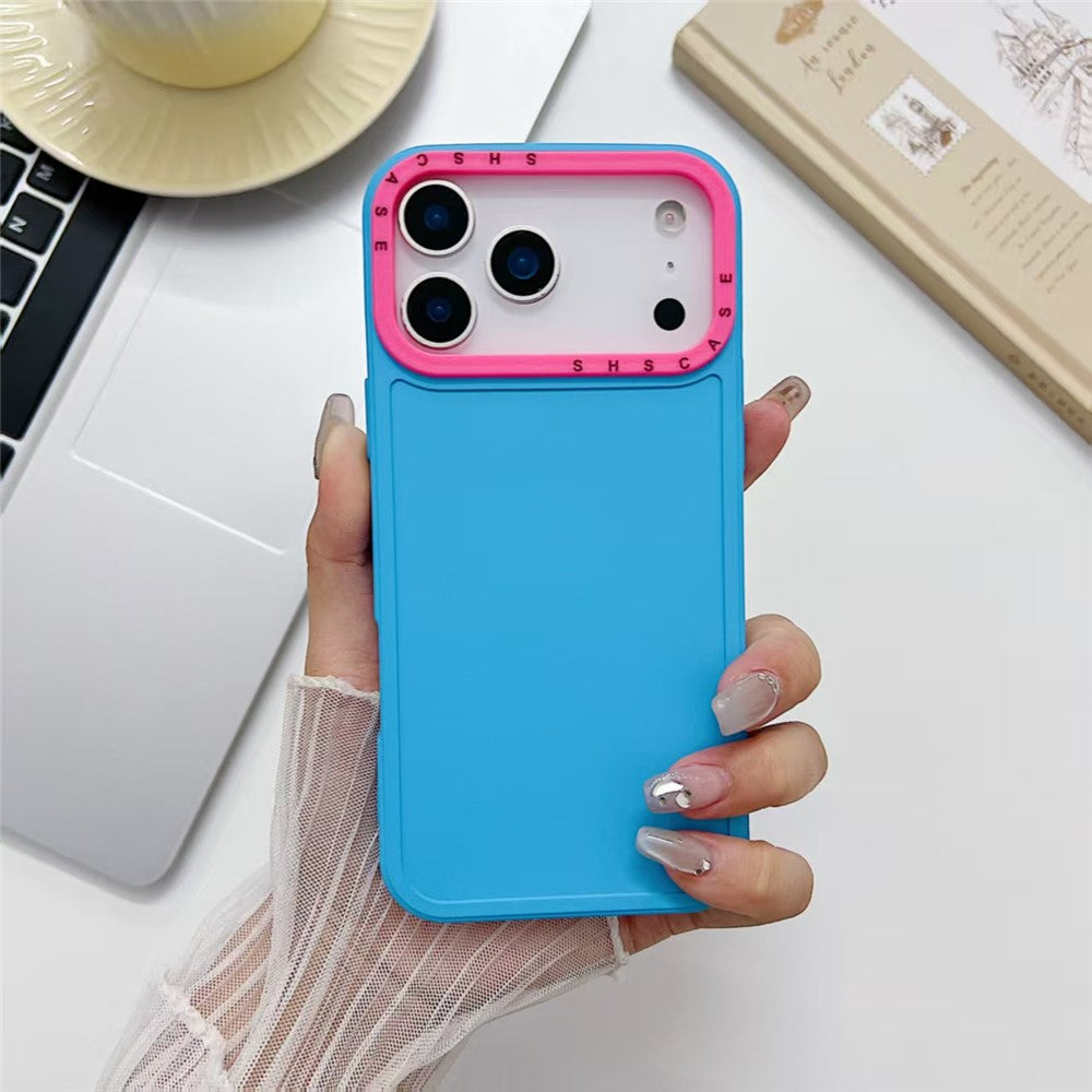 For iPhone 17 Pro Max TPU Case Contrast Color Lens Frame Shockproof Phone Back Cover - Baby Blue