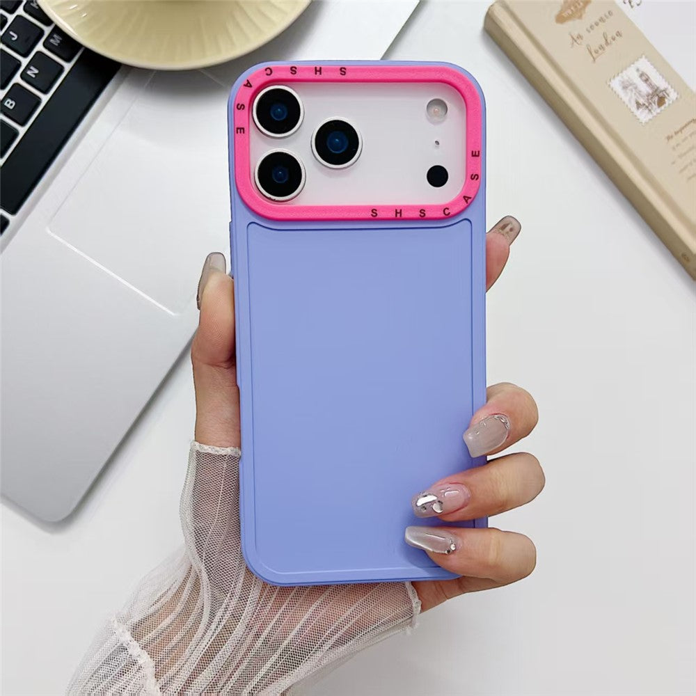 For iPhone 17 Pro Max TPU Case Contrast Color Lens Frame Shockproof Phone Back Cover - Purple