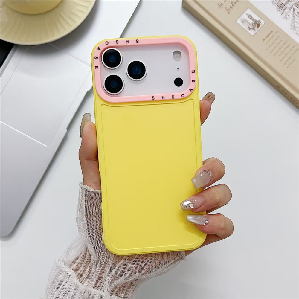 For iPhone 17 Pro Max TPU Case Contrast Color Lens Frame Shockproof Phone Back Cover - Yellow