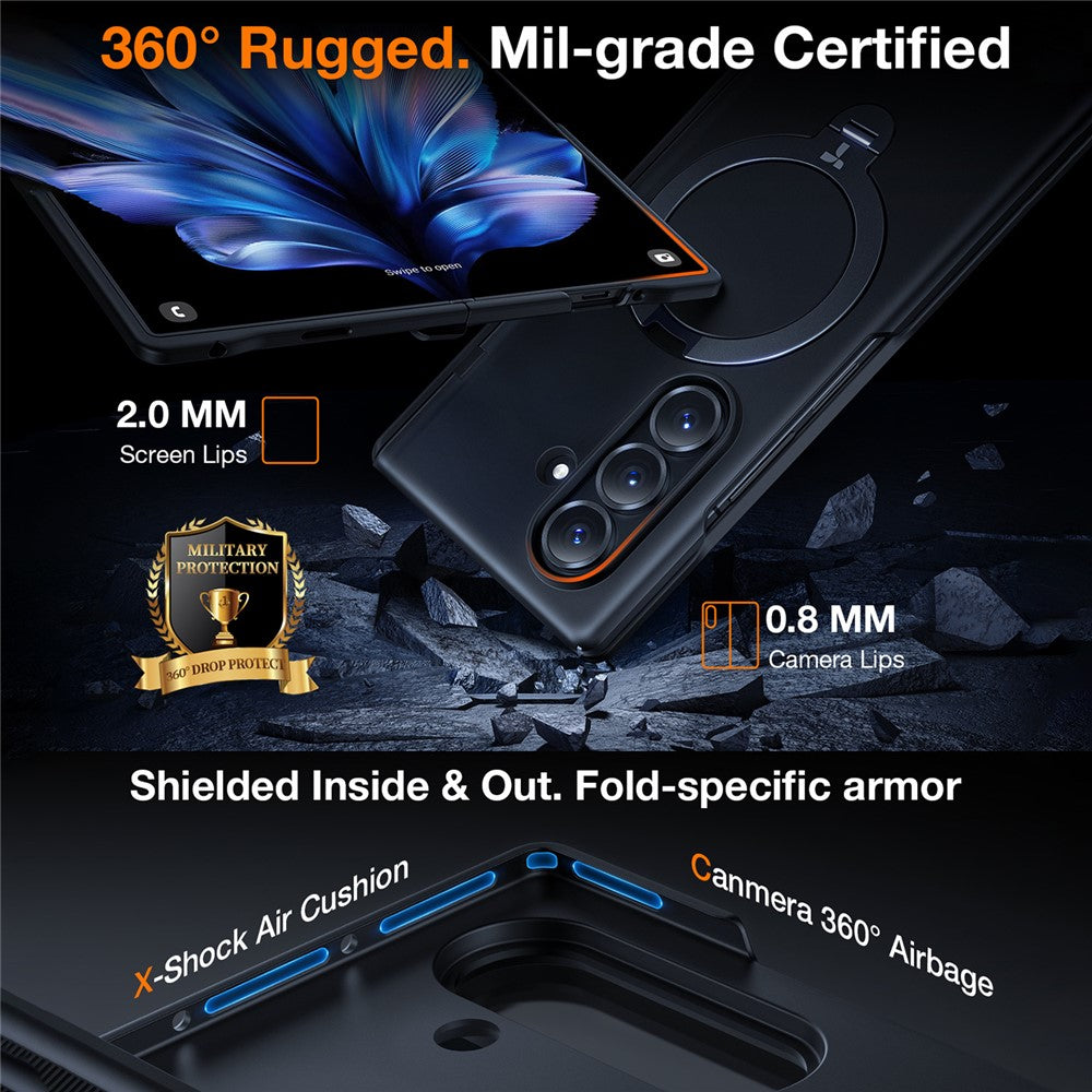 TORRAS For Samsung Galaxy Z Fold7 5G Case 360 Degree Rotating Magnetic Kickstand PC Phone Cover