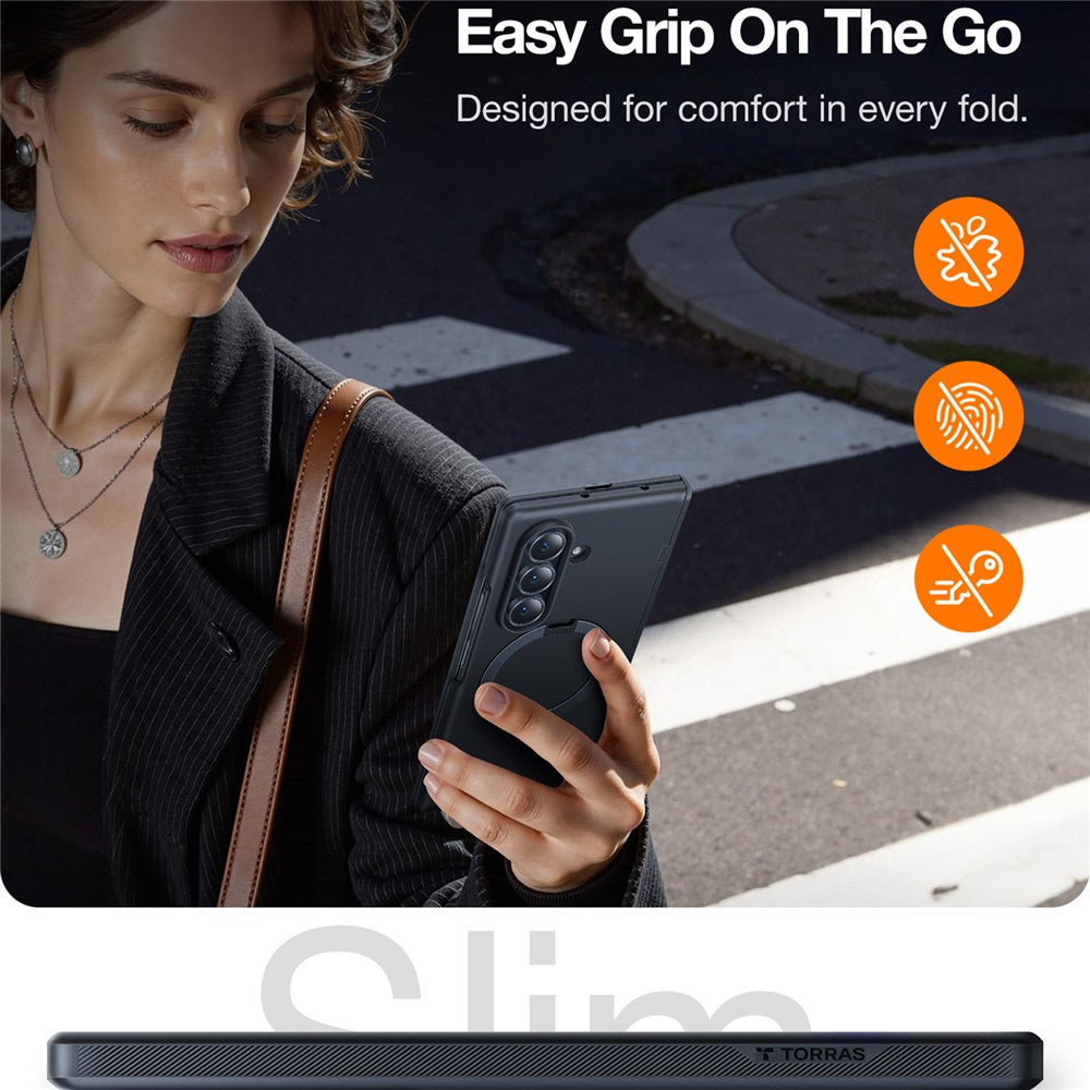 TORRAS For Samsung Galaxy Z Fold7 5G Case 360 Degree Rotating Magnetic Kickstand PC Phone Cover