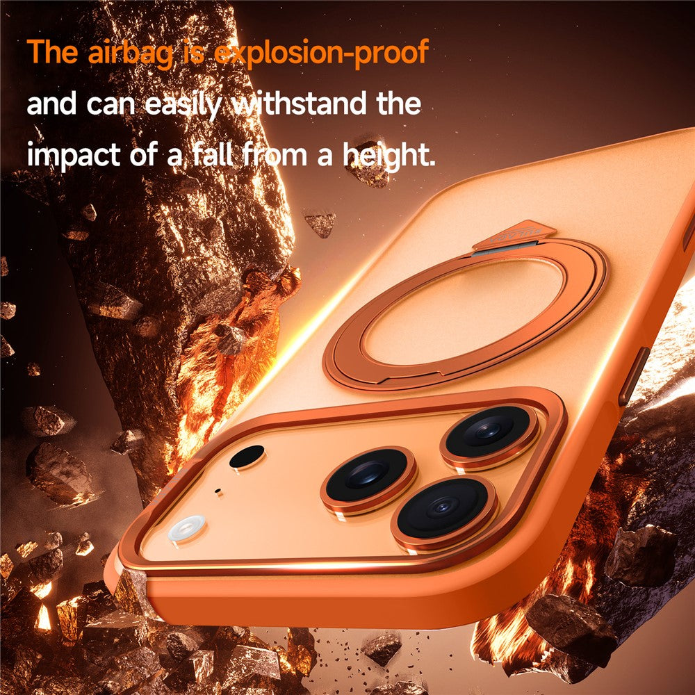 SULADA For iPhone 17 Pro Max Case Magnetic Case Anti-Fingerprints Matte TPU + PC Phone Cover with Kickstand - Titanium Grey