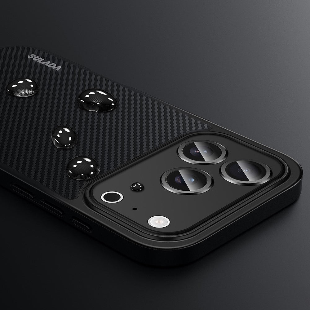 SULADA For iPhone 17 Pro Max Case Compatible with MagSafe Metal Lens Frame PU+TPU Phone Cover - Black