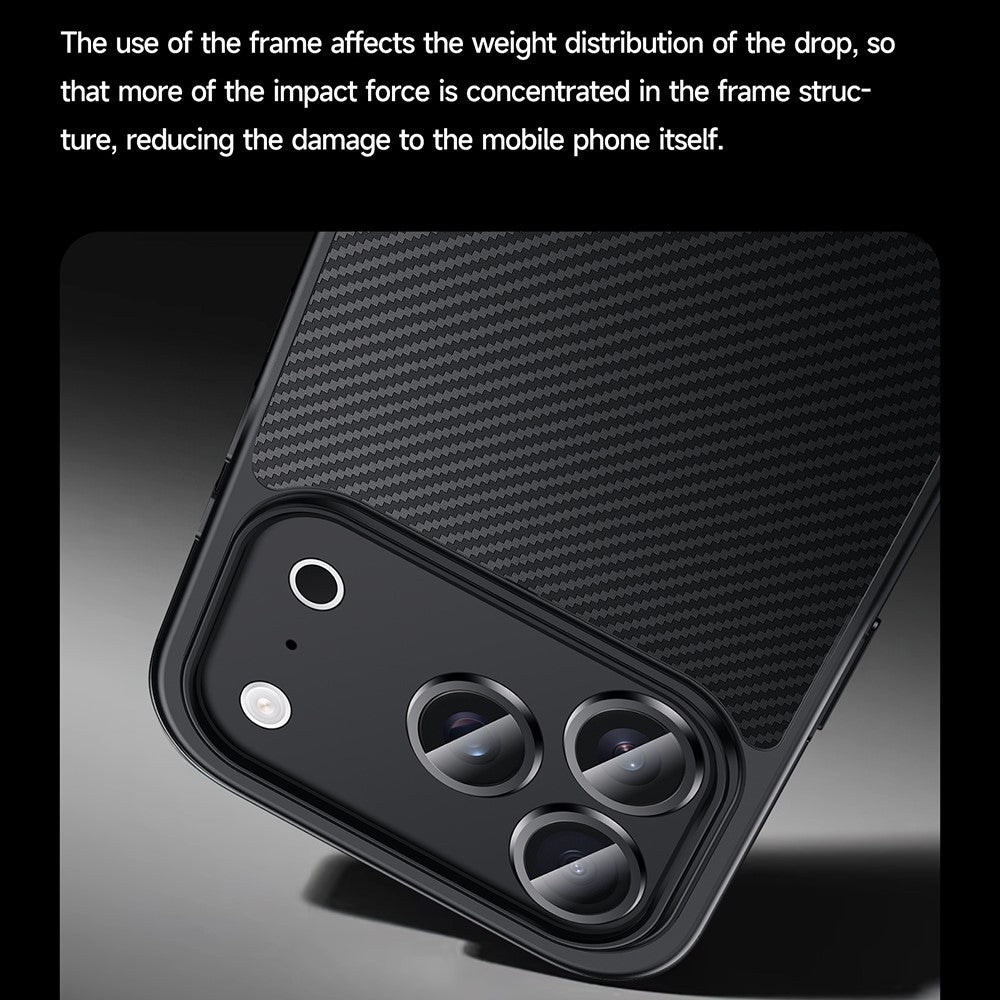 SULADA For iPhone 17 Pro Max Case Compatible with MagSafe Metal Lens Frame PU+TPU Phone Cover - Black