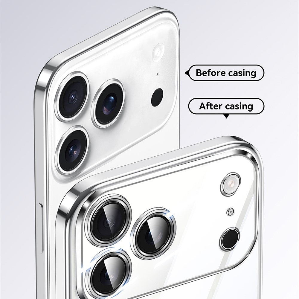 SULADA For iPhone 17 Pro Max Case Electroplating Ultra Clear Soft TPU Phone Cover with PU Wrist Strap - Silver