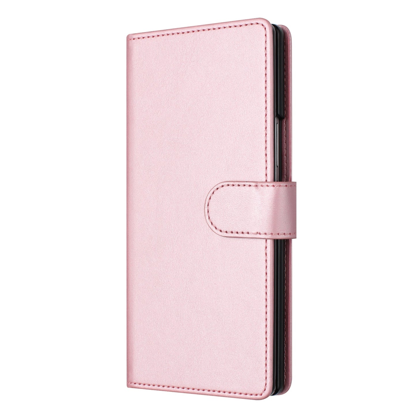 For Samsung Galaxy Z Fold7 5G Wallet Case RFID Blocking Calf Texture Leather Stand Phone Cover with Strap - Pink