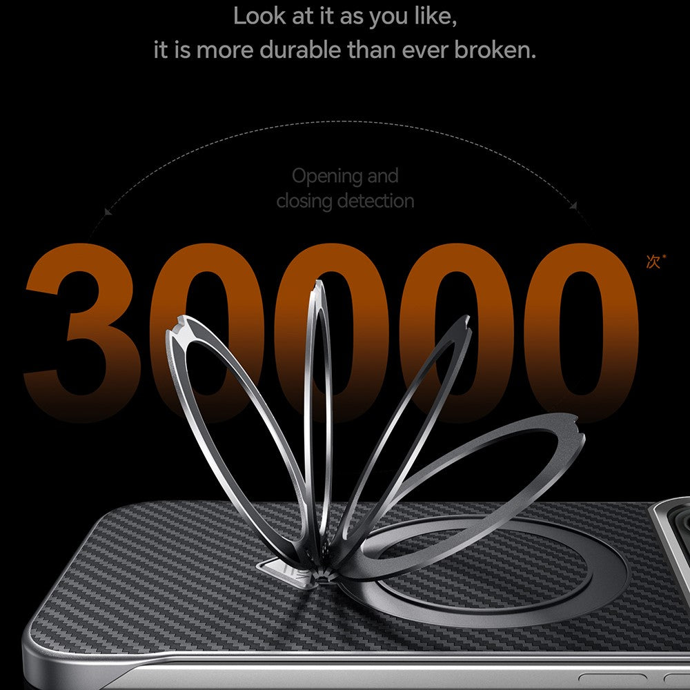 SULADA For iPhone 17 Pro MaxCase Compatible with MagSafe Kickstand PU + PC Phone Cover Carbon Fiber Texture - Brown