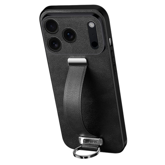 SULADA Fashion Series for iPhone 17 Pro Max Case Wristband Kickstand Leather Back Phone Cover - Black