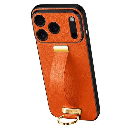SULADA Fashion Series for iPhone 17 Pro Max Case Wristband Kickstand Leather Back Phone Cover - Orange