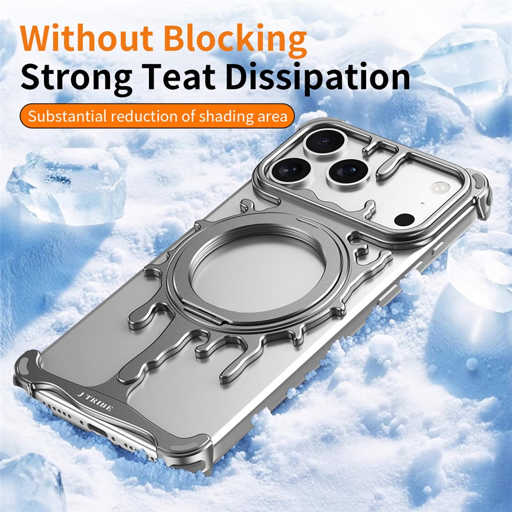 Glacier Series for iPhone 17 Pro Max Bumper Case Rotating Kickstand Metal Phone Cover Compatible with MagSafe - Silver