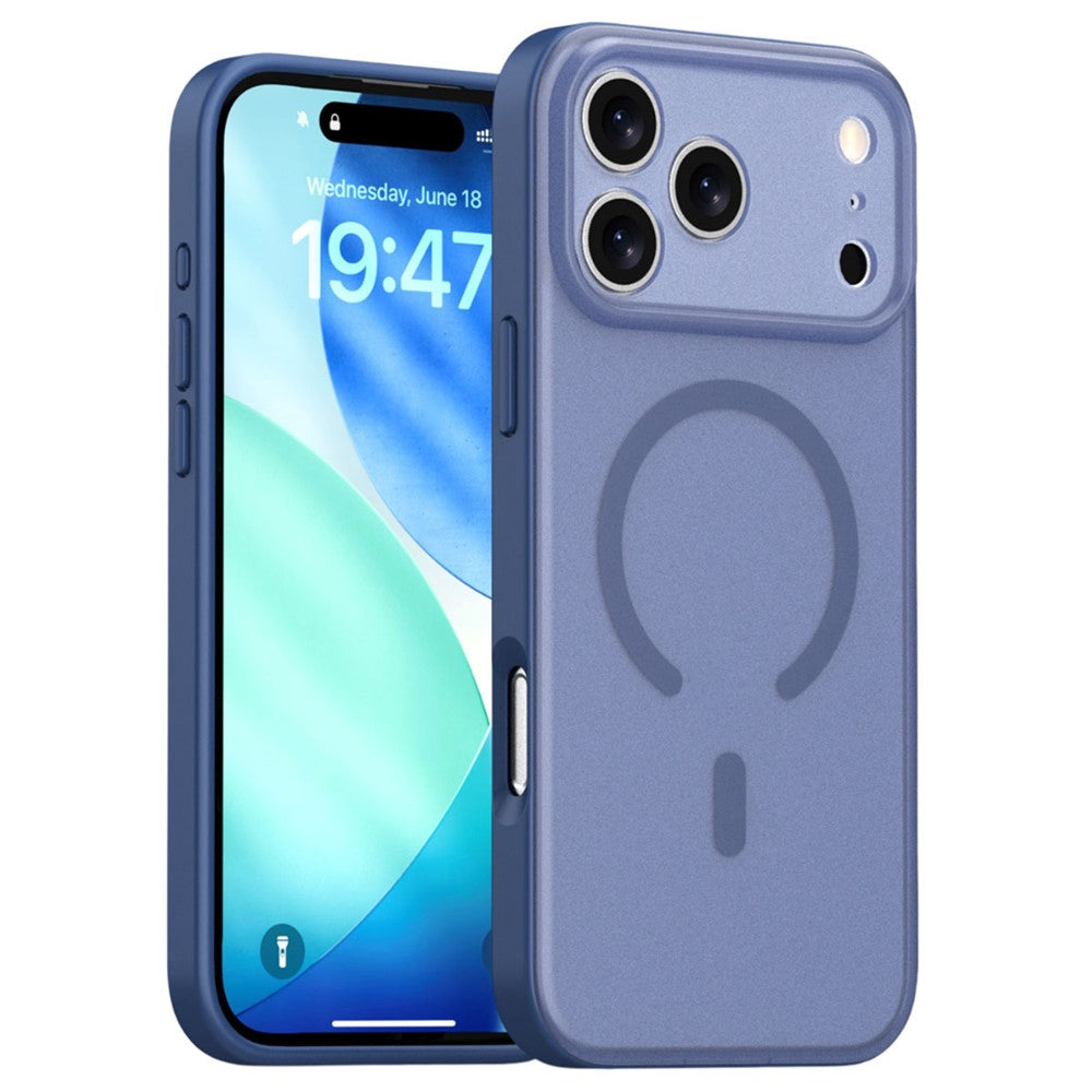 For iPhone 17 Pro Max Case Compatible with MagSafe Skin Feel Frosted PC + TPU Phone Cover - Blue