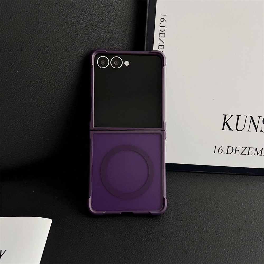 For Samsung Galaxy Z Flip7 5G Magnetic Case Shockproof Matte PC + TPU Phone Cover - Purple