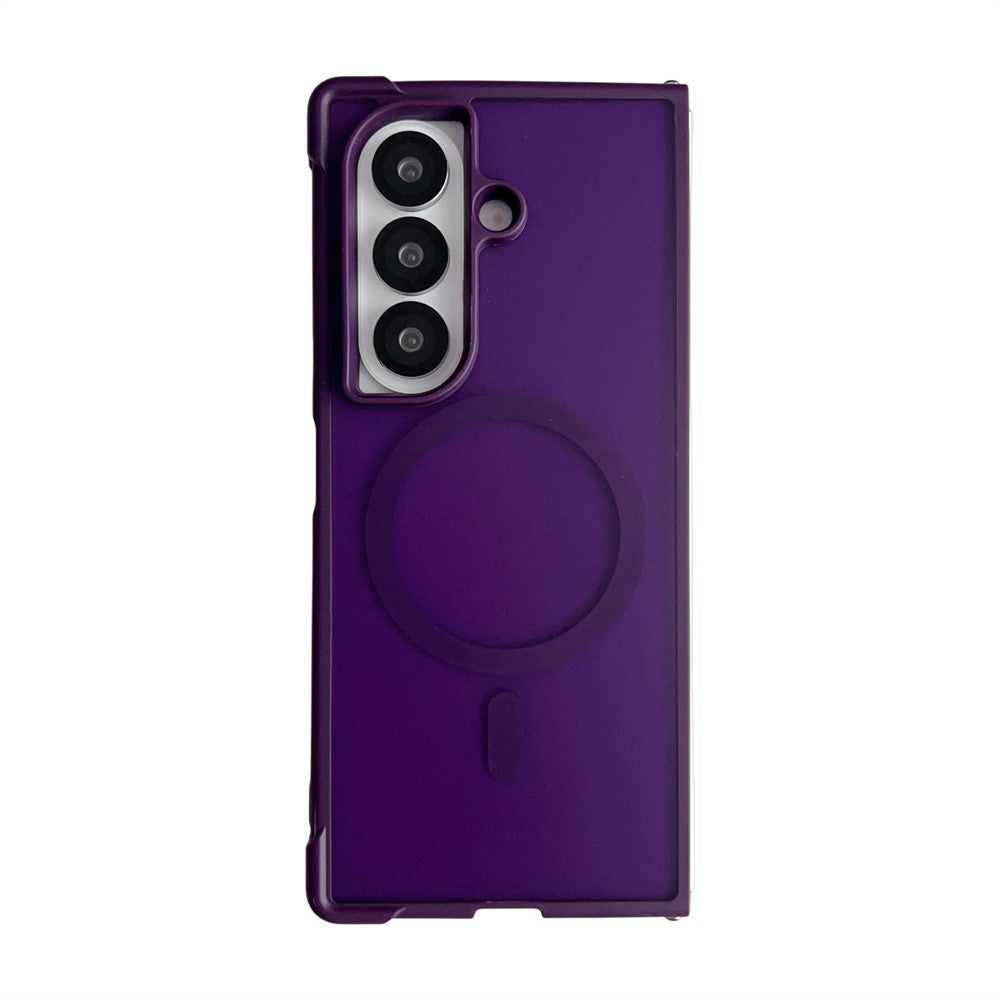 For Samsung Galaxy Z Fold7 5G Magnetic Case Shockproof Matte PC + TPU Phone Cover - Purple