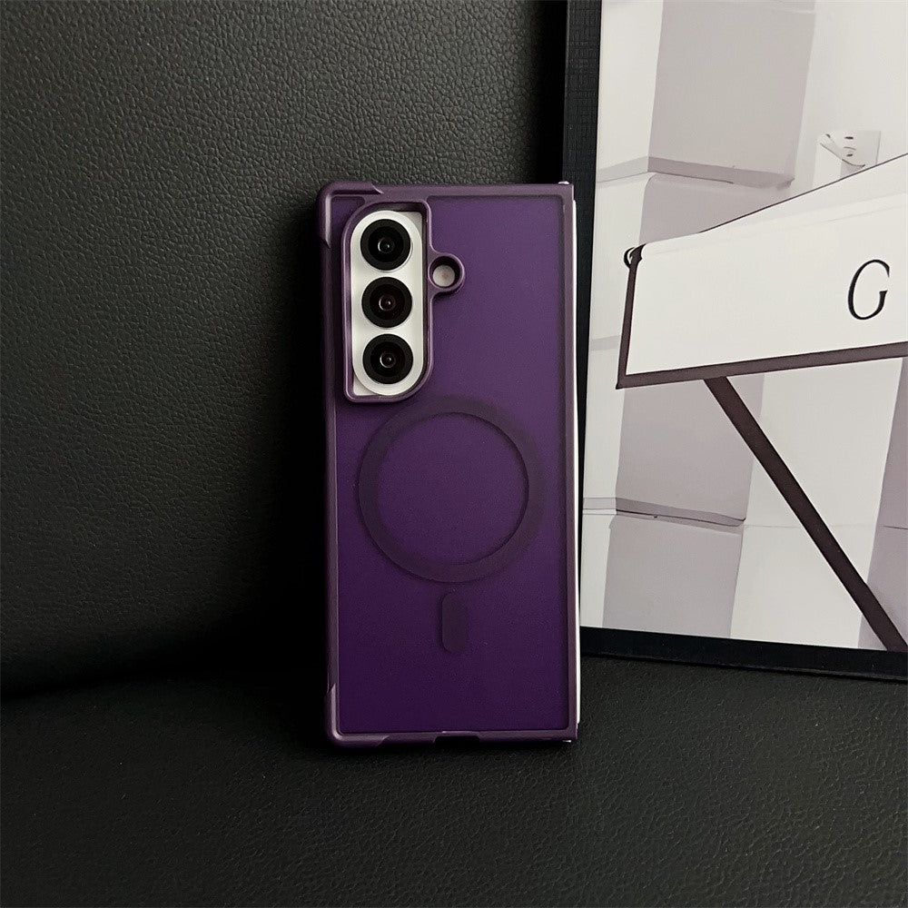For Samsung Galaxy Z Fold7 5G Magnetic Case Shockproof Matte PC + TPU Phone Cover - Purple