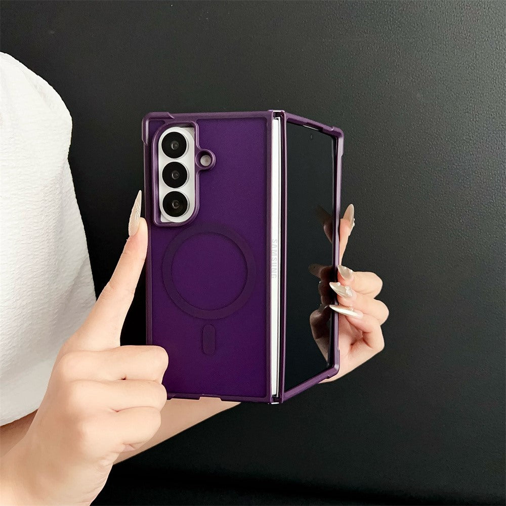 For Samsung Galaxy Z Fold7 5G Magnetic Case Shockproof Matte PC + TPU Phone Cover - Blue