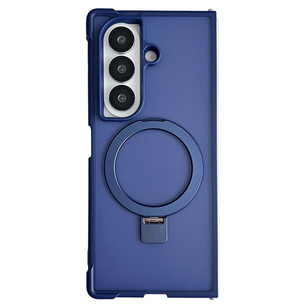 For Samsung Galaxy Z Fold7 5G Magnetic Case Kickstand Shockproof Matte PC + TPU Phone Cover - Blue
