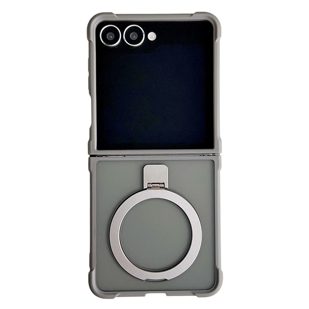 For Samsung Galaxy Z Flip7 5G Magnetic Case Kickstand Shockproof Matte PC + TPU Phone Cove - Grey