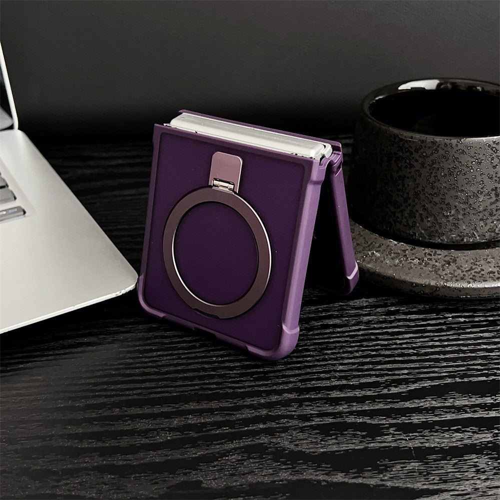 For Samsung Galaxy Z Flip7 5G Magnetic Case Kickstand Shockproof Matte PC + TPU Phone Cove - Grey