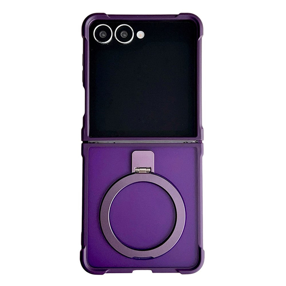 For Samsung Galaxy Z Flip7 5G Magnetic Case Kickstand Shockproof Matte PC + TPU Phone Cove - Purple