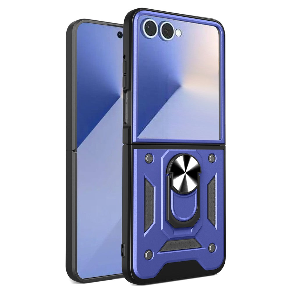 AMORUS For Samsung Galaxy Z Flip7 5G Case Kickstand PC + TPU Phone Cover - Blue