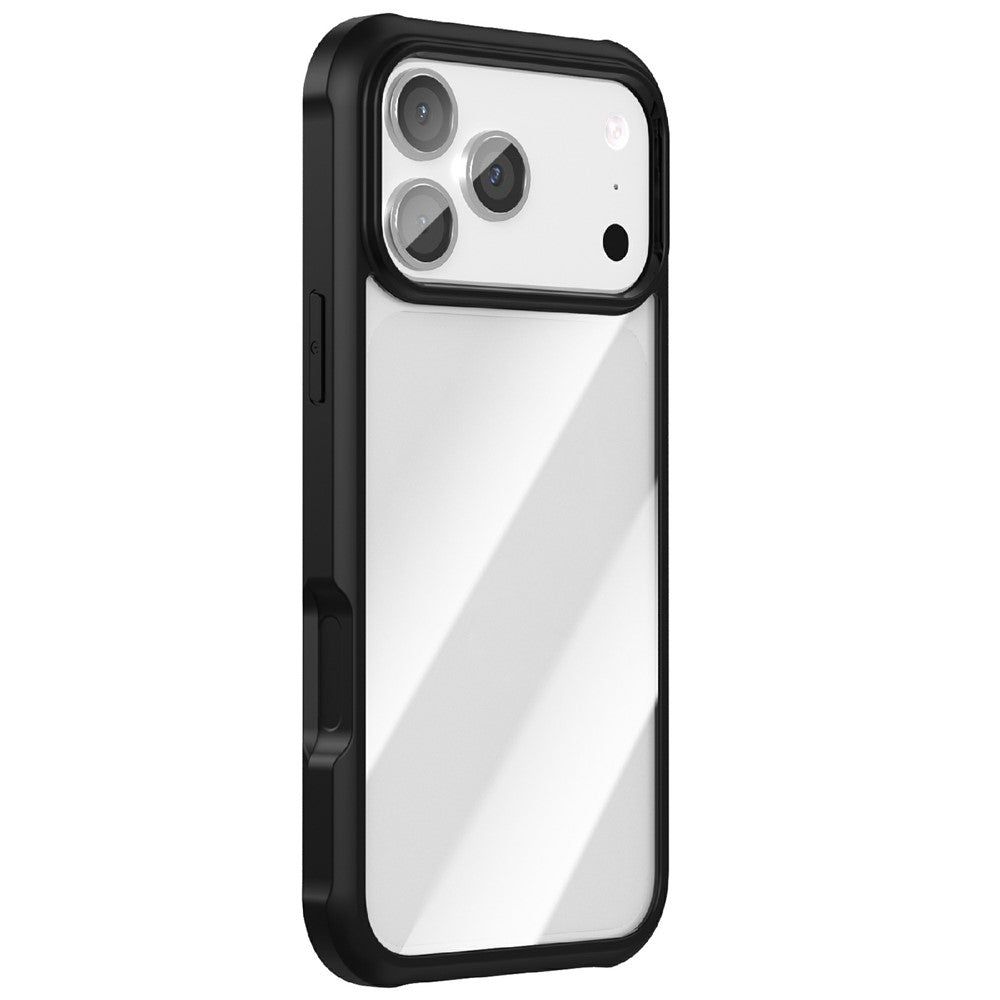 For iPhone 17 Pro Max Case Double-Sided Tempered Glass + Silicone + TPU Phone Cover - Black