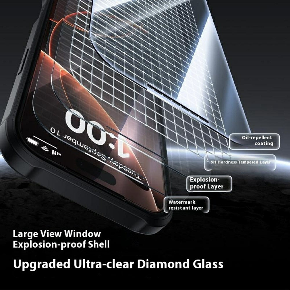 For iPhone 17 Pro Max Case Double-Sided Tempered Glass + Silicone + TPU Phone Cover - Black