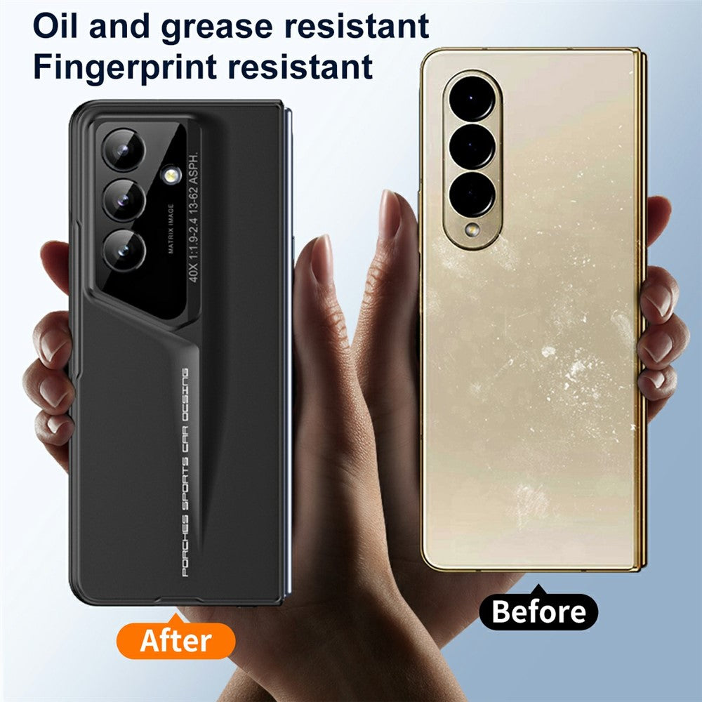 918 Series for Samsung Galaxy Z Fold7 5G Case PC Hard Phone Cover with Tempered Glass Film - Black