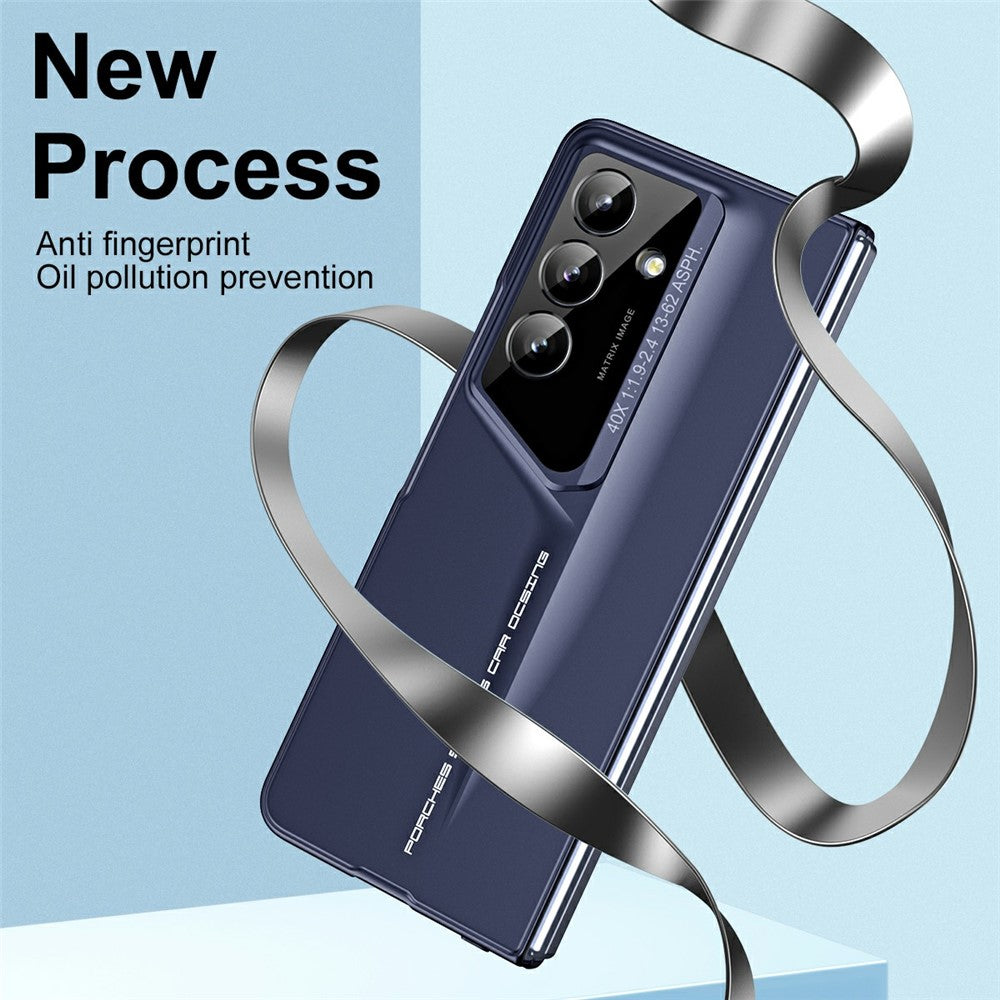 918 Series for Samsung Galaxy Z Fold7 5G Case PC Hard Phone Cover with Tempered Glass Film - Blue