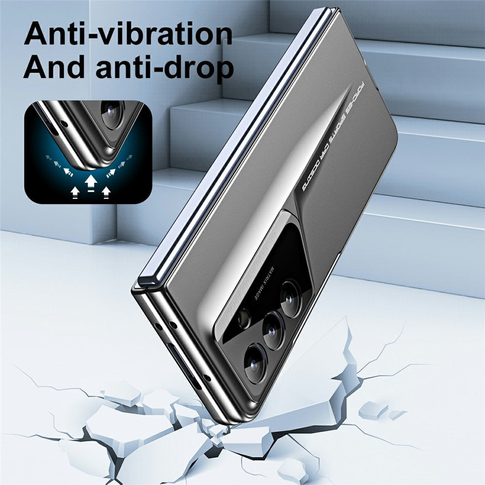 918 Series for Samsung Galaxy Z Fold7 5G Case PC Hard Phone Cover with Tempered Glass Film - Tarnish